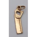 9K YELLOW GOLD SAW CHARM 0.9G