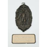 A Rare Antique Brass/Bronze Walk Plaque of Napoleon Rising from his Tomb. The plaque shows the