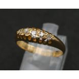 18K YELLOW GOLD ANTIQUE DIAMOND 5 STONE RING 0.25CT HALLMARKED CHESTER 1919 WEIGHT: 3.7G