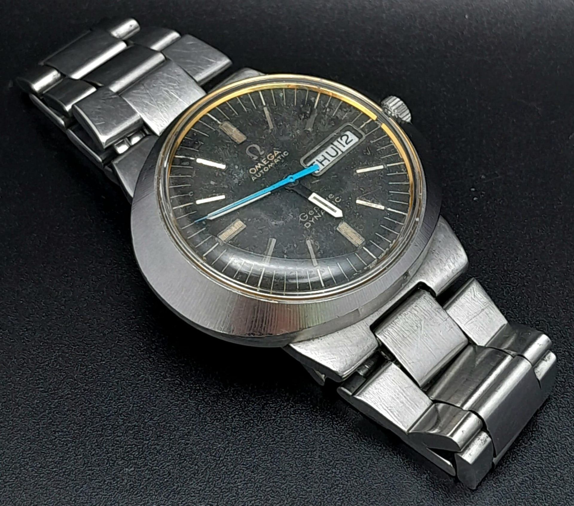 A Vintage Omega Automatic Dynamic Gents Watch. Stainless steel strap and oval case - 42mm. Black - Bild 5 aus 13