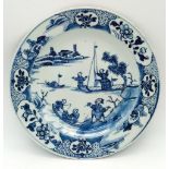 An 18th Century Chinese Blue and White Ceramic Plate. Has been repaired so a/f.