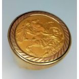 A 22K GOLD VICTORIAN SOVEREIGN DATED 1891 SET IN A 9K GOLD RING . 15.4gms size T