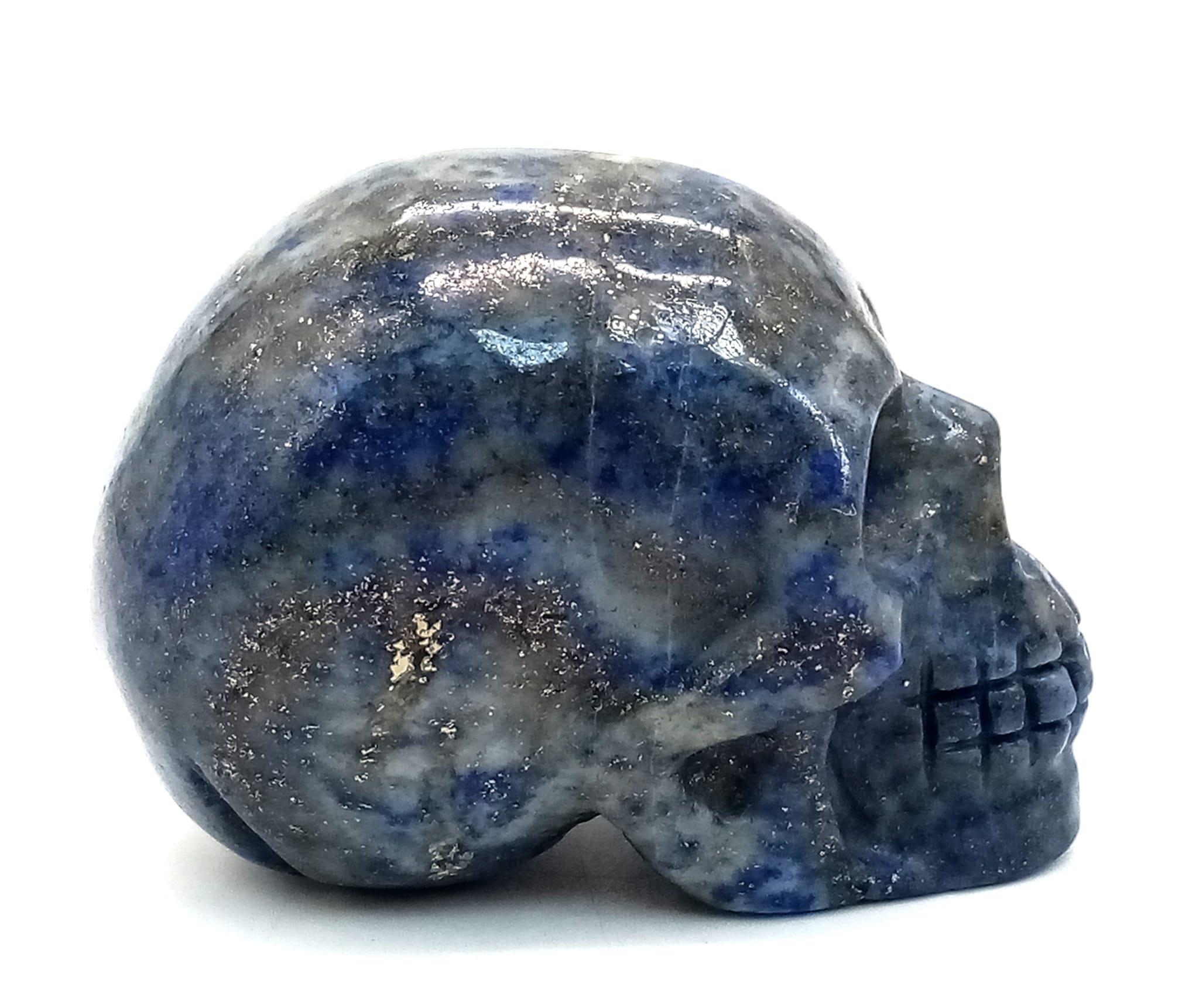 A Hand-Carved Lapis Lazuli Skull Figure. 5cm x 4cm - Image 3 of 5