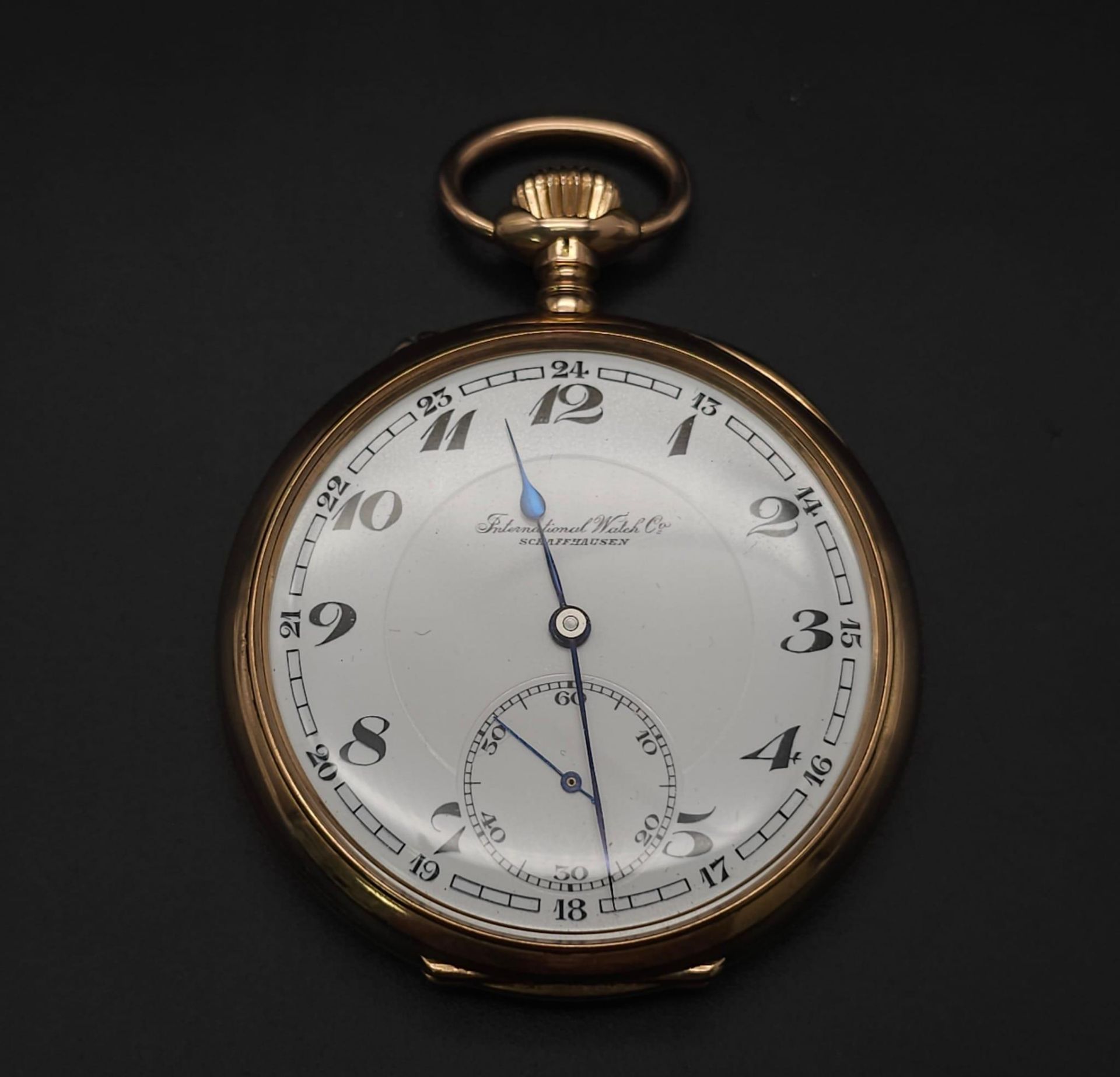 Charming International Watch Company IWC 14K rose gold Half Hunter pocket watch. White dial, - Image 3 of 10