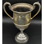 THE ASSOCIATION FOOTBALL CHALLENGE CUP DATED DECEMBER 1943 IN SOLID HALLMARKED SILVER . 656gms 25cms