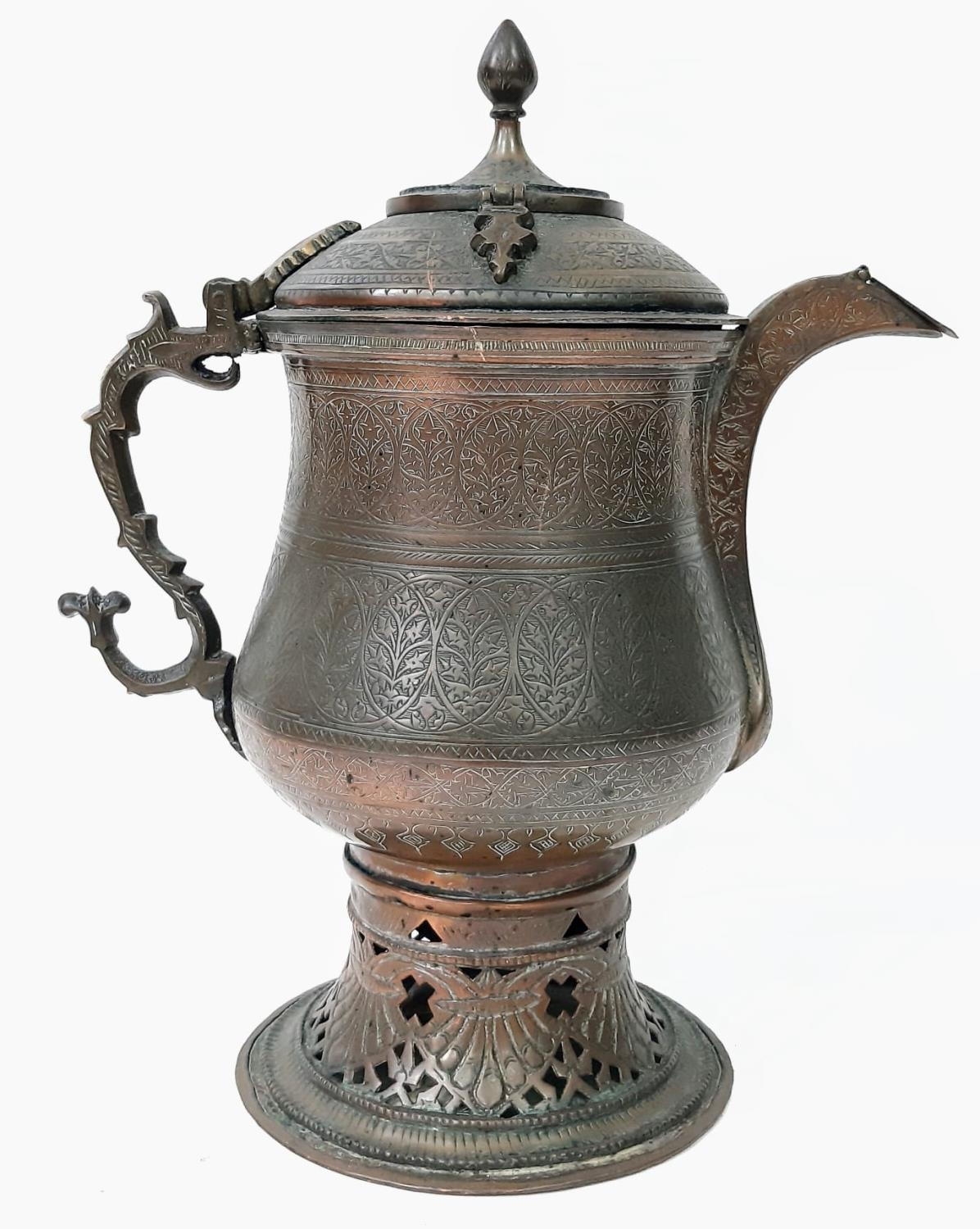 A 19th Century Kashmiri Copper Samovar Kettle. 41cm tall - Image 3 of 6