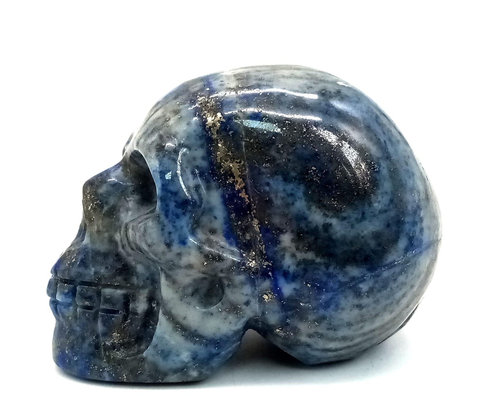 A Hand-Carved Lapis Lazuli Skull Figure. 5cm x 4cm - Image 2 of 5
