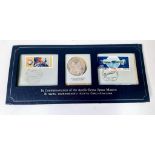 A 1975 Commemorative Apollo-Soyuz Space Mission Medal and Stamp Set.