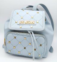 Love Moschino Stud Backpack in Blue. Great quality bag with loads of personality. Comes with Dust