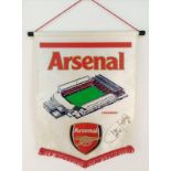 An Arsenal Highbury Stadium Banner Signed by Charlie George - circa 2000. 40 x 28cm.