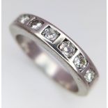 18K WHITE GOLD DIAMOND SET 7 STONE RING 0.45CT WEIGHT: 5.9G SIZE M