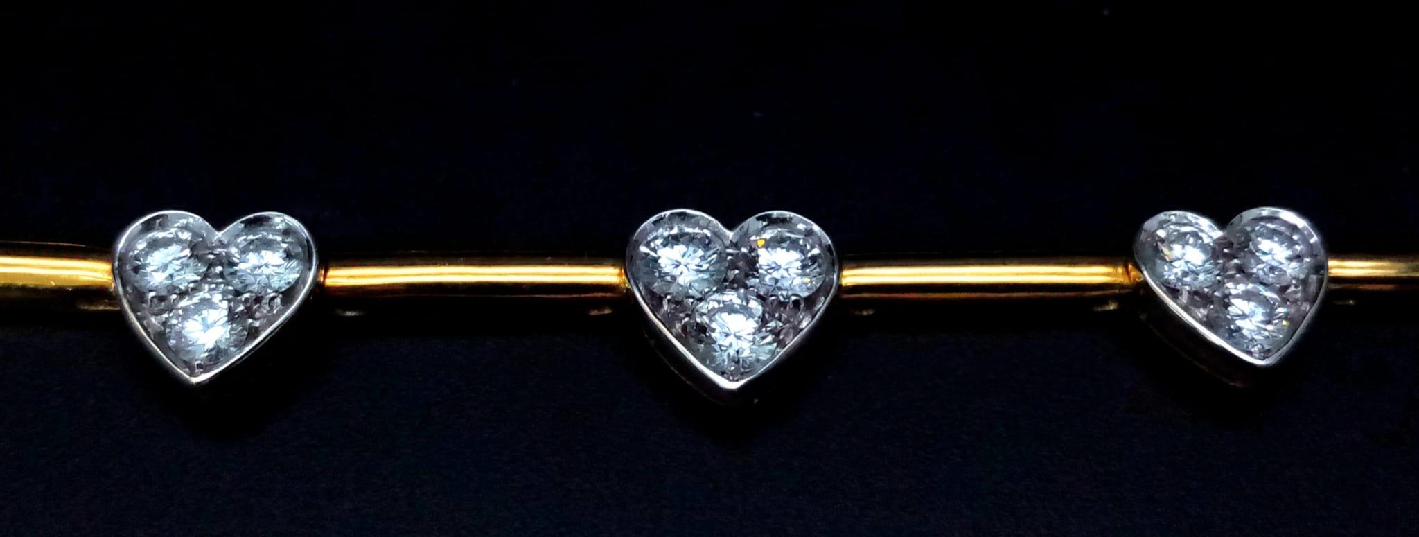 A Gorgeous 18K Gold and Heart-Diamond Necklace and Bracelet Set. The necklace is decorated with - Image 15 of 21