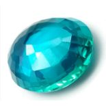 A 20ct Oval Cut Blue Apatite Gemstone. Well faceted with no visible marks or inclusions. 20mm x