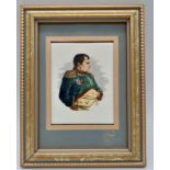 A Scarce Vintage or Older Gilt Framed Hand-Crafted Porcelain Tile of Napoleon. 22x16.5cm