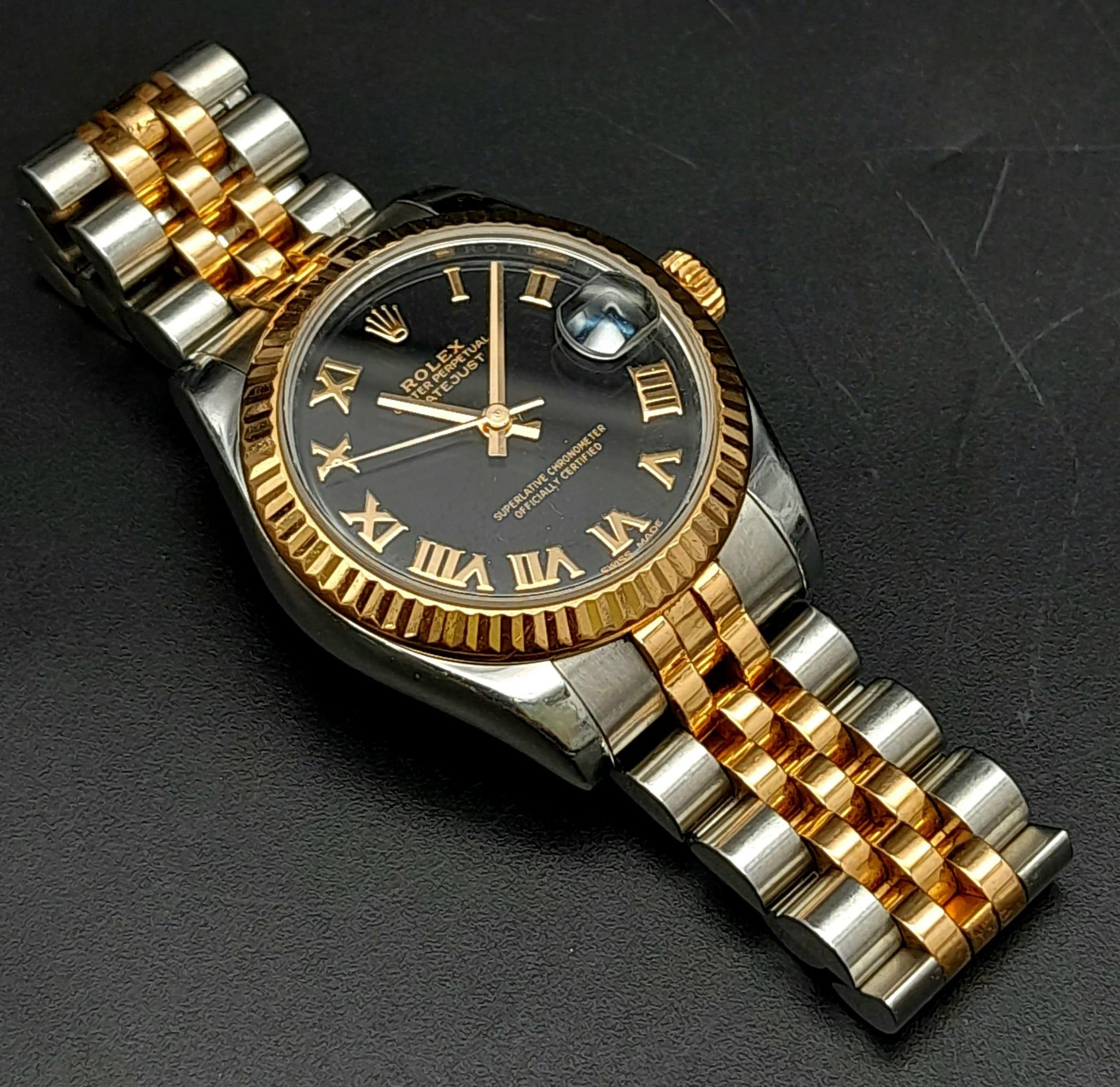 A Bi-Metal Rolex Oyster Perpetual Datejust Ladies Watch. 18k rose gold and stainless steel - Image 8 of 14