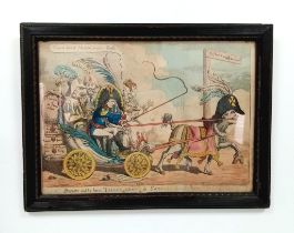 A Very Rare Antique 1808 Framed and Glazed Hand Coloured Print of Napoleon on horseback entitled ‘