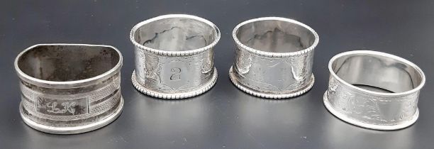 Four Antique 925 Silver Napkins. 64g total weight.