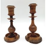 A Very Ornate Hand Carved Pair of Jewish Candlesticks ‘Marked Jerusalem’ and very well detailed.