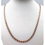 An Italian 9K Yellow Gold Flat Belcher Link Necklace. 55cm. 10g weight.