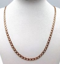 An Italian 9K Yellow Gold Flat Belcher Link Necklace. 55cm. 10g weight.