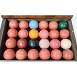 A Set of Vintage/Antique Bonzoline Billiard Balls in Original Case. 24 balls in total. 37cm x 26cm.