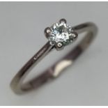 18K WHITE GOLD DIAMOND SOLITAIRE 4 CLAW SET RING WITH 0.25CT ROUND BRILLIANT CUT DIAMOND, WEIGHT 2.