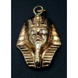 Beautiful 9K Pharaoh Bust Pendant set with Cubic Zirconia eyes. WEIGHT: 6.5g