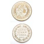 An 1815 George III Silver Three Shilling Bank Token. S3770. Please see photos for conditions.