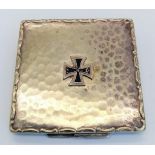 WW1 Imperial German Heavy Silver-Plated Pill Case with an Iron Cross of the lid.