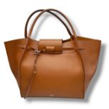 A large Celine Brown Leather Tote Bag. Come with an original card. 2 top handles with an