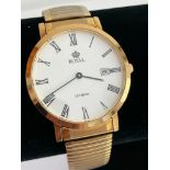 Gentlemans ROYAL LONDON QUARTZ WRISTWATCH RL-4465-DIC. Finished in Gold Tone. Having white face with