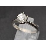 A SPARKLING 1.015ct DIAMOND SOLITAIRE RING IN PLATINUM . WEIGHT 4.8gms size L