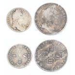 Two William III Silver Coins. A 1697 half crown and a 1696 shilling. S3487 and S3497. Please see