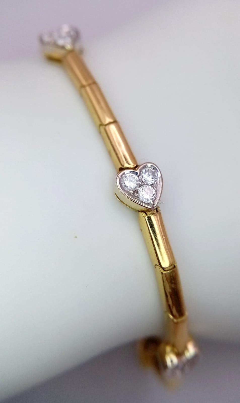 A Gorgeous 18K Gold and Heart-Diamond Necklace and Bracelet Set. The necklace is decorated with - Image 5 of 21