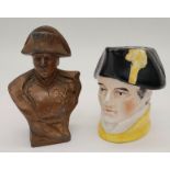A Parcel of Two Vintage or Antique Napoleon Items Comprising a Cast bronze Bust of Napoleon 8.5cm