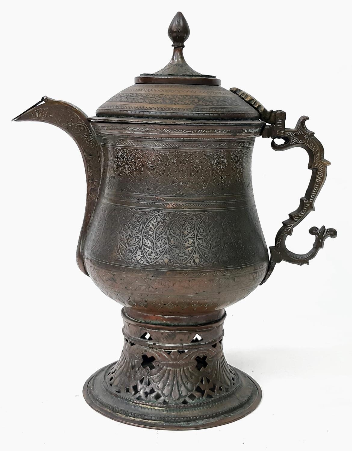 A 19th Century Kashmiri Copper Samovar Kettle. 41cm tall