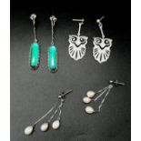 Trio of Sterling Silver Vintage earrings. Lovely selection to rotate throughout the week. WEIGHT:
