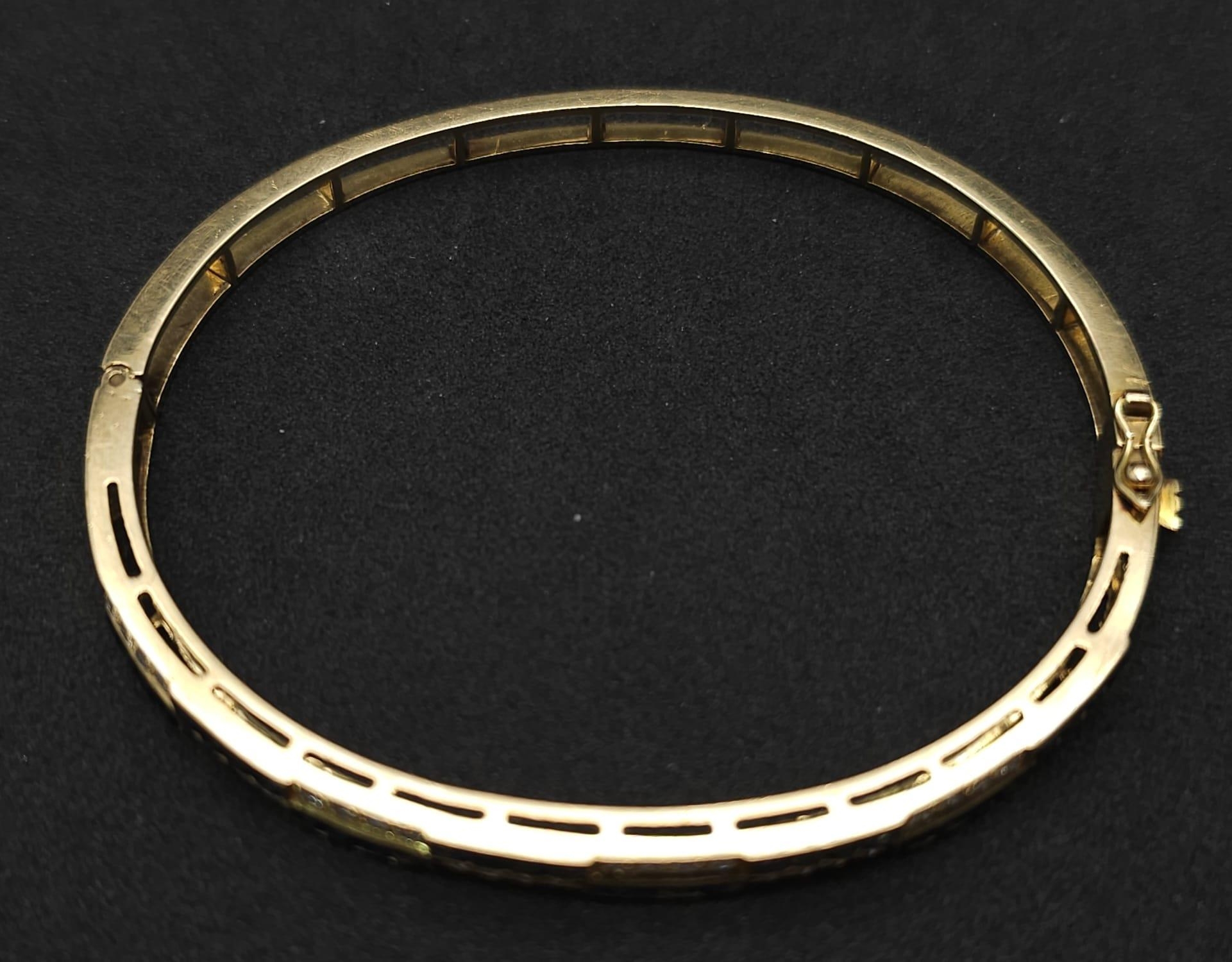 An18kt Yellow Gold Diamond & Sapphire Bangle.0.50ct Diamonds 0.65ct Sapphires W: 13.7g - Image 4 of 9