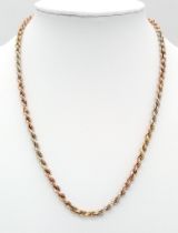 A 3 COLOURED 9K GOLD TWIST NECK CHAIN . 4.7gms 40cms