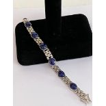 A fabulous LAPIS LAZULI set SILVER BRACELET. Full UK hallmark.19 cm. Approx 30 grams.