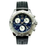 A Breitling Colt Chrono Ocean Gents Watch. Black leather strap. Stainless steel case - 38mm. Blue