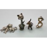SELECTION OF 4X STERLING SILVER CAT PENDANTS/CHARMS, VARIOUS DESIGNS AND SIZES PLEASE SEE PHOTOS,