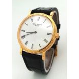 A FABULOUS 18K GOLD GENTS PATEK PHILIPPE 5120J-001 IN "AS NEW" CONDITION WITH ORIGINAL BOX AND