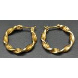 A Pair of 9K Yellow Gold Twist Hoop Earrings. 1.95g total weight.