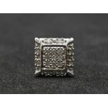 9kt White Diamond Set Single Stud Earring. W: 0.9g