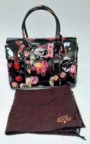 Mulberry Classic Bayswater Handbag in Scribbly Floral Patent Leather. Authentic Mulberry Handbag