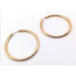 A Pair of Classic 9K Yellow Gold Large Hoop Earrings. 2.75g total weight.