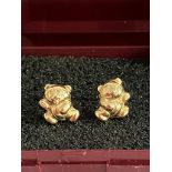 Pair of 9 carat GOLD TEDDY BEAR EARRINGS complete with Gold backs. 0.64 grams.