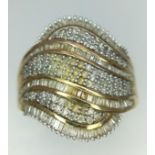 9kt Yellow Gold Fancy Diamond Ring. 1.10ct Diamond. S: 4.8g Size R 1/2