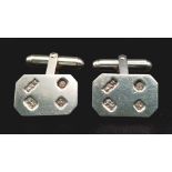 A Pair of 1997 Hallmarked Mappin & Webb Silver Ingot Style Cufflinks. Lever Action. Measure 1.6cm